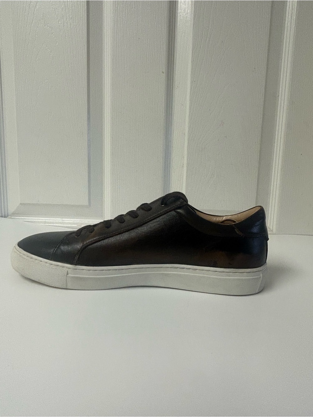 Suitsupply Brown Leather Low-Top Sneakers with White Soles - Picture 6 of 10